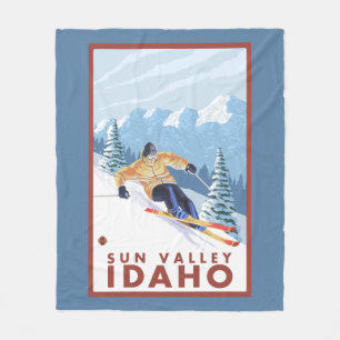 Downhhill Schnee-Skifahrer - Sun Valley, Idaho Fleecedecke