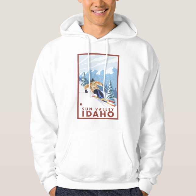 Downhhill Schnee-Skifahrer - Sun Valley, Idaho Hoodie (Vorderseite)