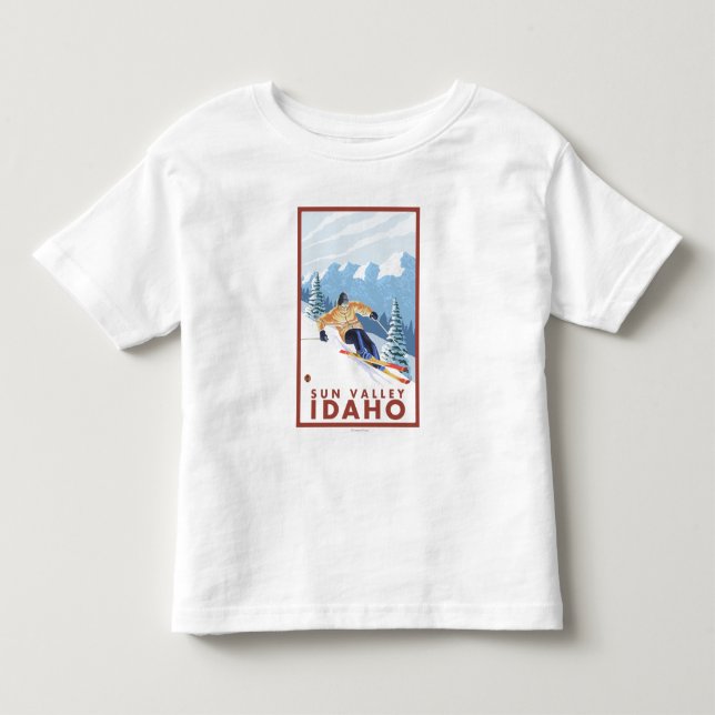 Downhhill Schnee-Skifahrer - Sun Valley, Idaho Kleinkind T-shirt (Vorderseite)