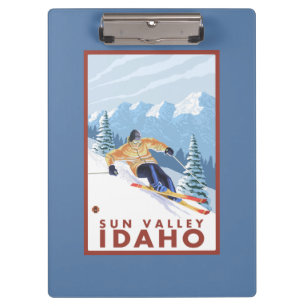 Downhhill Schnee-Skifahrer - Sun Valley, Idaho Klemmbrett