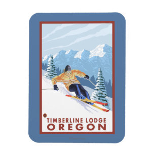 Downhhill Schnee-Skifahrer - Timberline-Häuschen, Magnet