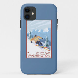Downhhill Schnee-Skifahrer - weißer Durchlauf, Case-Mate iPhone Hülle