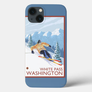 Downhhill Schnee-Skifahrer - weißer Durchlauf, Case-Mate iPhone Hülle