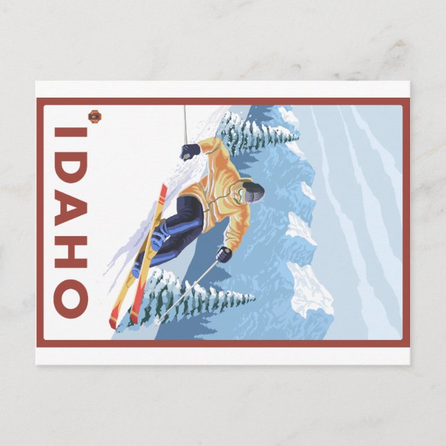 Downhhill Snow Skier - Idaho Postkarte (Vorderseite)