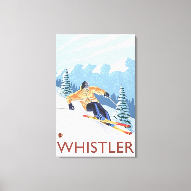 Downhhill Snow Skier - Whistler, BC Kanada Leinwanddruck (Vorderseite)