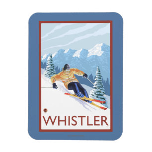 Downhhill Snow Skier - Whistler, BC Kanada Magnet