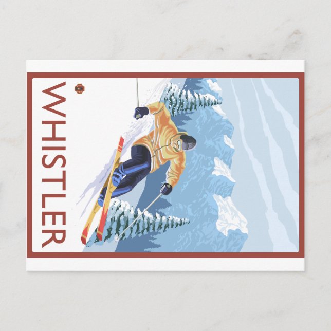 Downhhill Snow Skier - Whistler, BC Kanada Postkarte (Vorderseite)