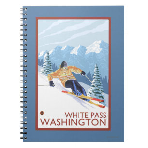 Downhhill Snow Skier - White Pass, Washington Notizblock