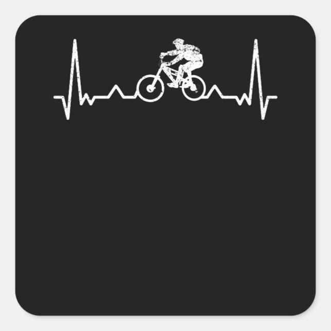 Downhill Heartbeat Mountain Biker Funny Gift Quadratischer Aufkleber (Vorderseite)
