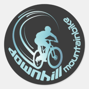 Downhill Mountainbike MTB Mountainbike Postkarte Runder Aufkleber