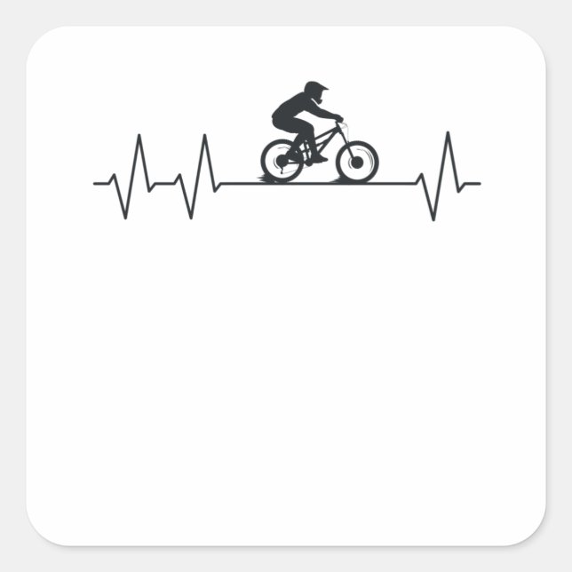 Downhill Pulse Biker Heartbeat Mountainbike MTB Quadratischer Aufkleber (Vorderseite)