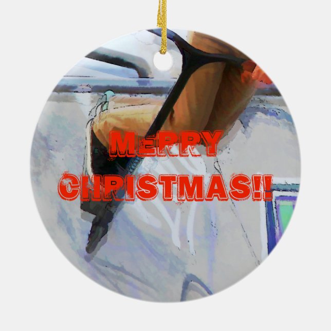 Downhill Run - Scooter Rider Stunt Keramikornament (Hinten)