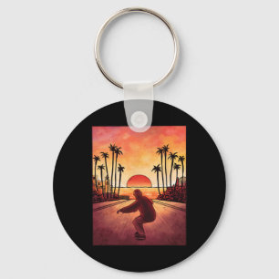 Downhill-Skate-Wasserfarbe-Hügel-Sport-Skateboardf Schlüsselanhänger