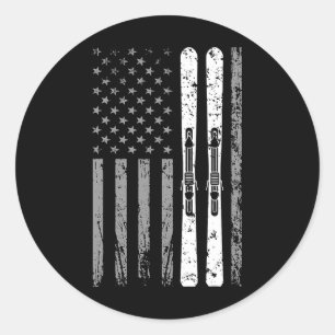 Downhill Ski Team 4. Juli US-amerikanische Flag Sk Runder Aufkleber