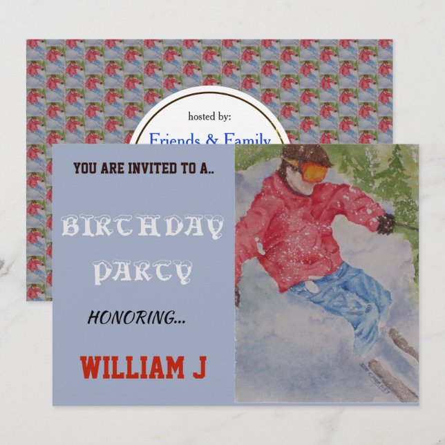 DOWNHILL SKIER INVITE EINLADUNG (Vorne/Hinten)