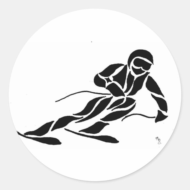 Downhill Skier Runder Aufkleber (Vorderseite)