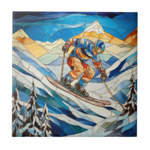 Downhill Skier Tile Fliese