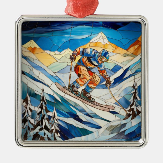 Downhill Skier Weihnachtsschmuck (Vorne)