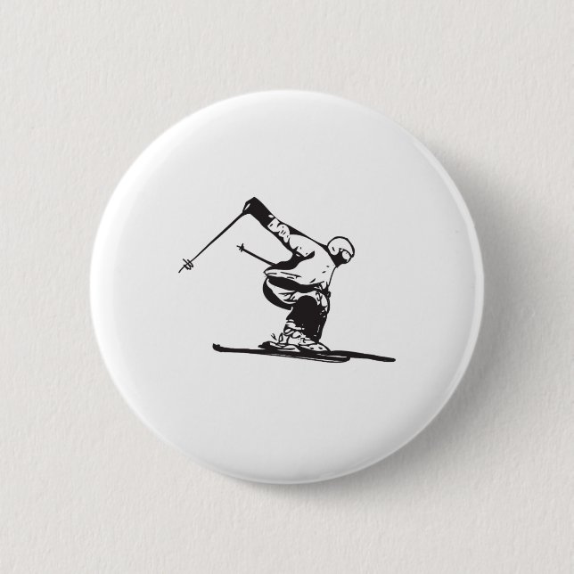 Downhill Skiing Skier  Button (Vorderseite)
