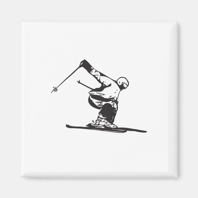 Downhill Skiing Skier  Magnet (Vorne)