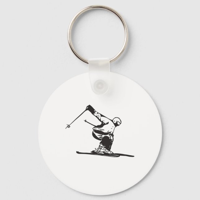 Downhill Skiing Skier  Schlüsselanhänger (Vorderseite)