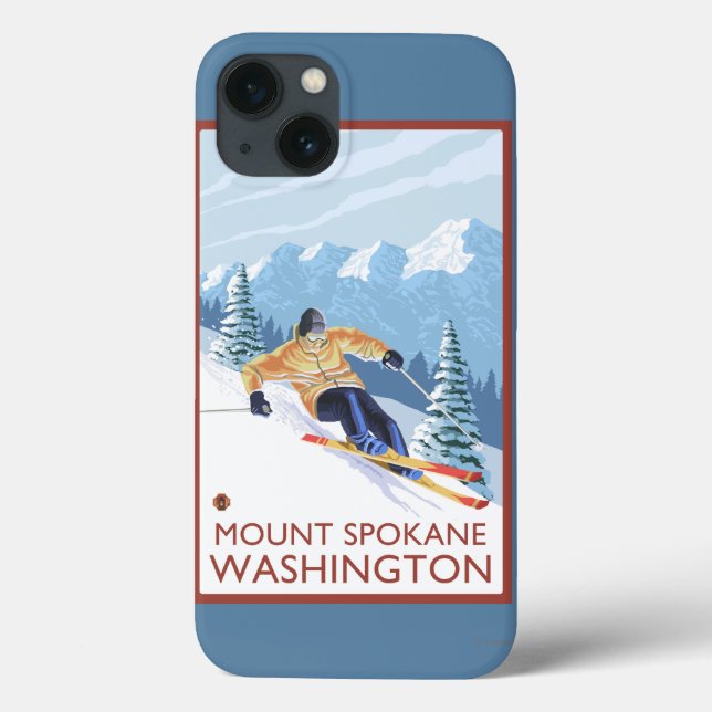 Downhill Snow Skier - Berg Spokane, Case-Mate iPhone Hülle (Rückseite)