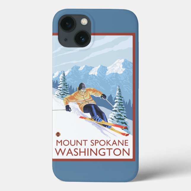 Downhill Snow Skier - Berg Spokane, Case-Mate iPhone Hülle (Rückseite)