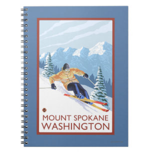 Downhill Snow Skier - Berg Spokane, Notizblock