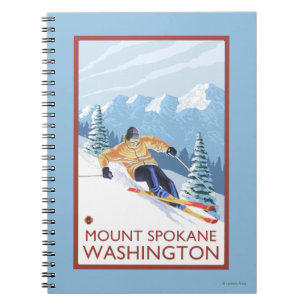 Downhill Snow Skier - Berg Spokane, Notizblock