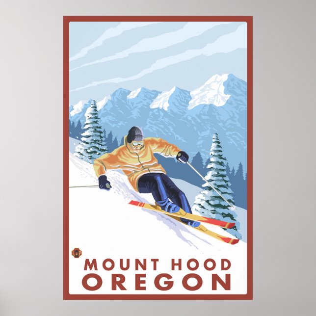 Downhill Snow Skier - Berghof, Oregon Poster (Vorne)