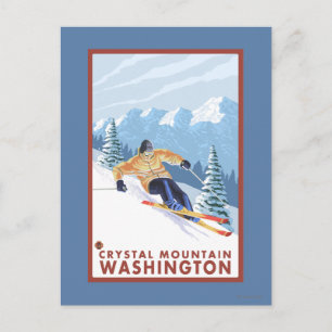 Downhill Snow Skier - Crystal Mountain, WA Postkarte