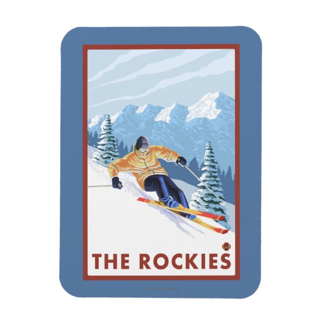 Downhill Snow Skier - Die Rockies Magnet (Vertikal)