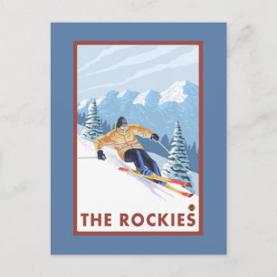 Downhill Snow Skier - Die Rockies Postkarte