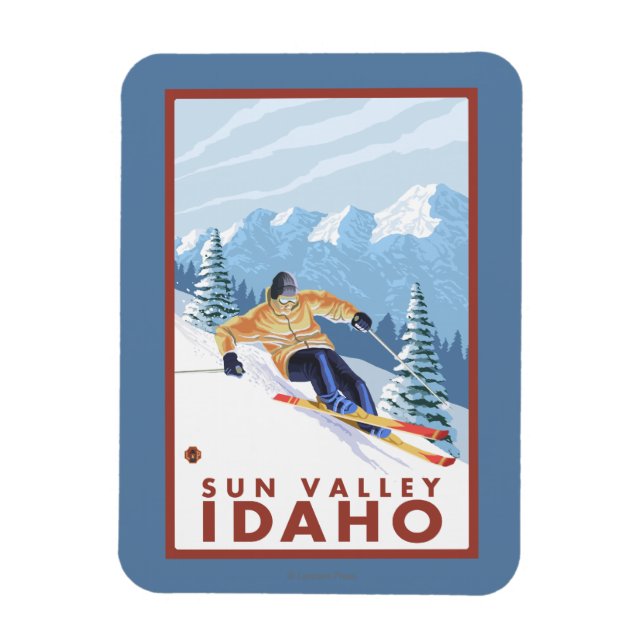 Downhill Snow Skier - Sun Valley, Idaho Magnet (Vertikal)