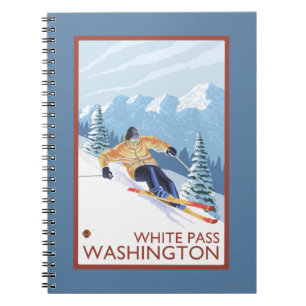 Downhill Snow Skier - White Pass, Washington Notizblock