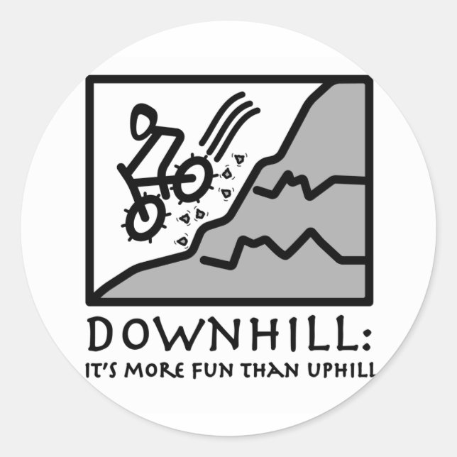Downhill Thrill Mountain Biking Runder Aufkleber (Vorderseite)