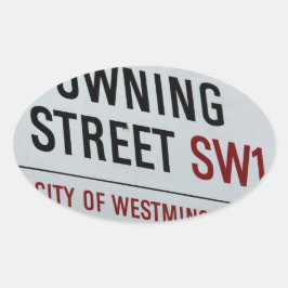 Downing Street Sign Ovaler Aufkleber