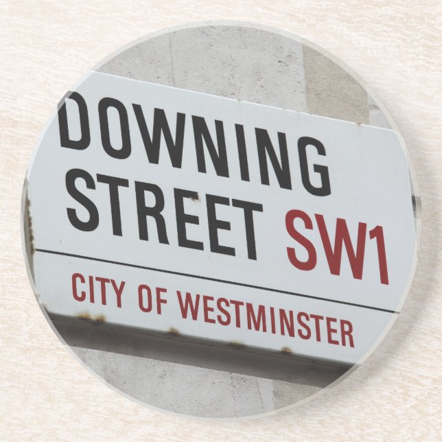 Downing Street Sign Sandstein Untersetzer (Vorne)