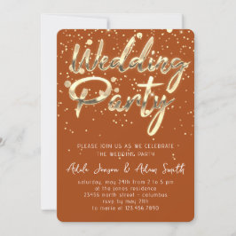 Download BrownGold Confetti für Hochzeitsfeier Einladung