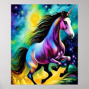 Downloadable Digital Art Print   Rainbow Unicorn Poster