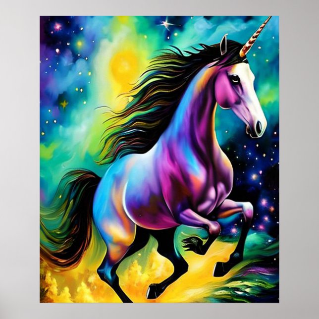Downloadable Digital Art Print | Rainbow Unicorn Poster (Vorne)