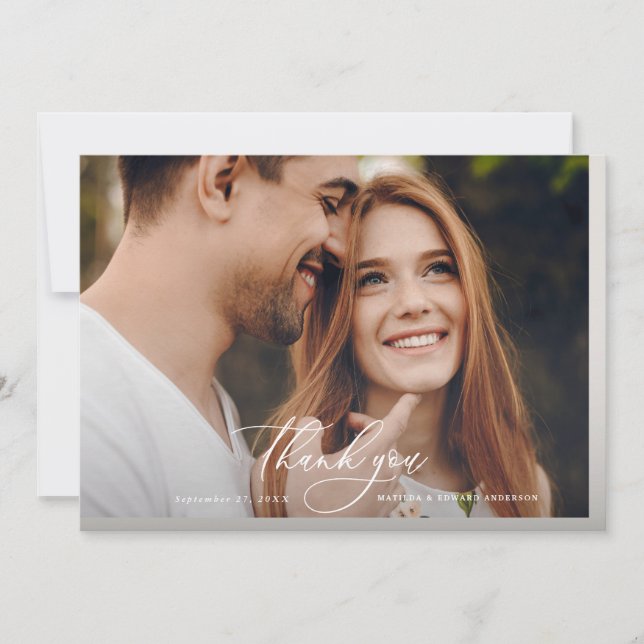 downloadable Foto Hochzeit danke terracotta Einladung (Vorderseite)