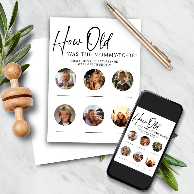 DOWNLOADABLE Wie alt war das Mama Baby Showspiel? Einladung (DOWNLOADABLE How Old Was Mommy Baby Shower Game )
