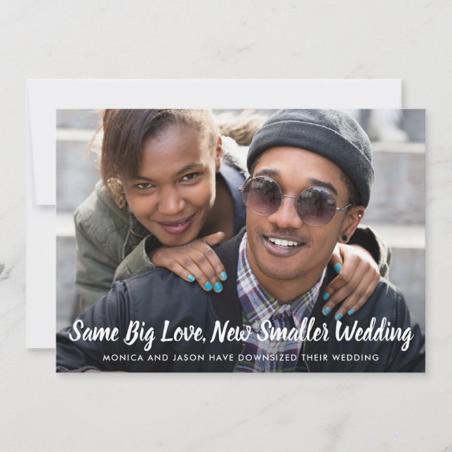 Downsize Wedding Same Liebe Foto Classic Blue Ankündigung (Vorderseite)