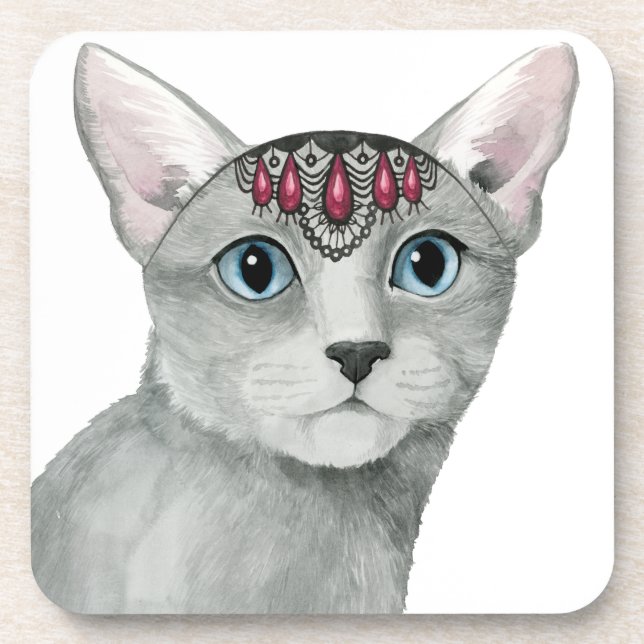 Downton Cat | Bejewelen Getränkeuntersetzer (Vorderseite)