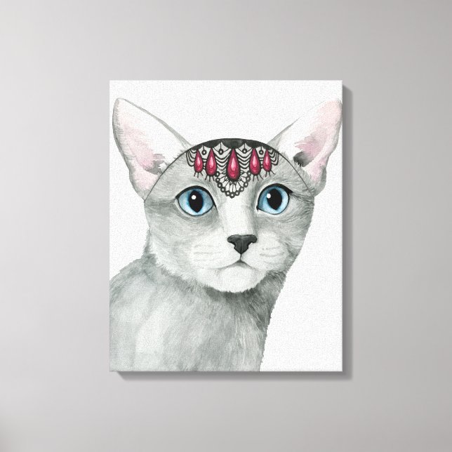 Downton Cat | Bejewelen Leinwanddruck (Vorderseite)