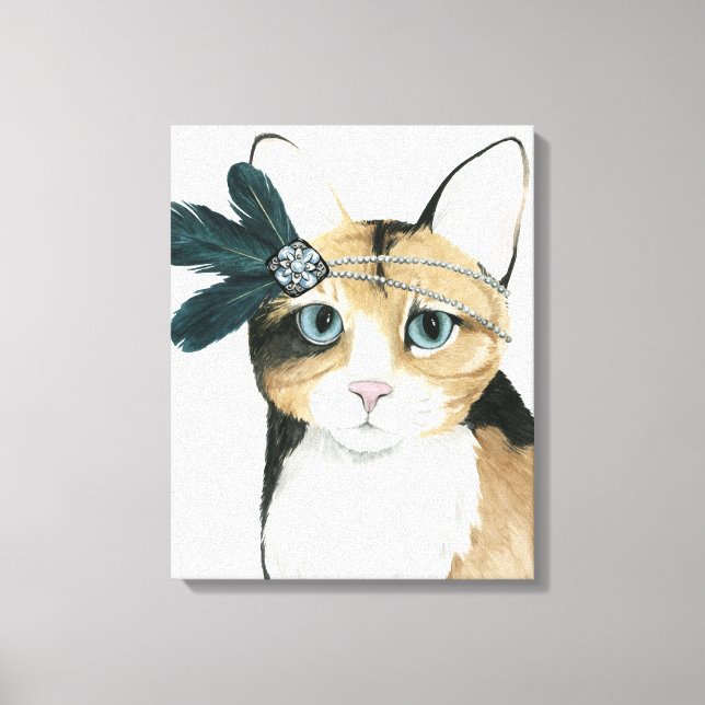 Downton Cat | Mit Federn bekleidet. Leinwanddruck (Vorderseite)