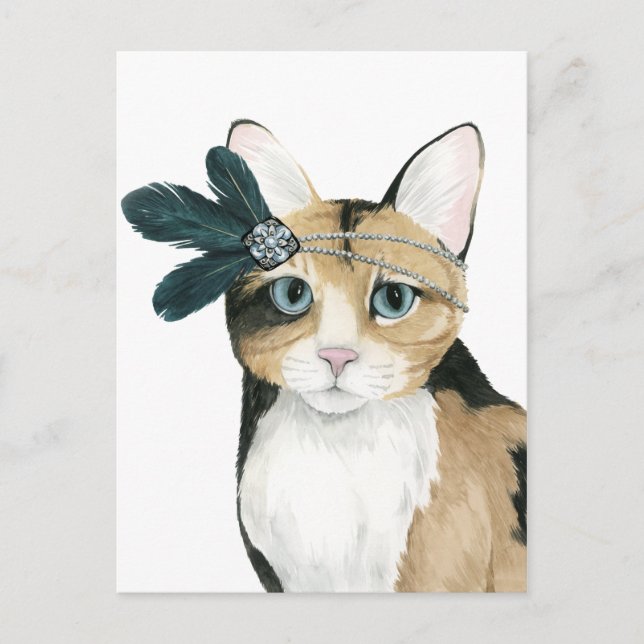 Downton Cat | Mit Federn bekleidet. Postkarte (Vorderseite)
