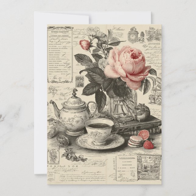 Downton Delight | Vintager Stil Einladung (Vorderseite)