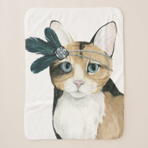 Downton Katze   Bejeweled mit Federn Sherpadecke